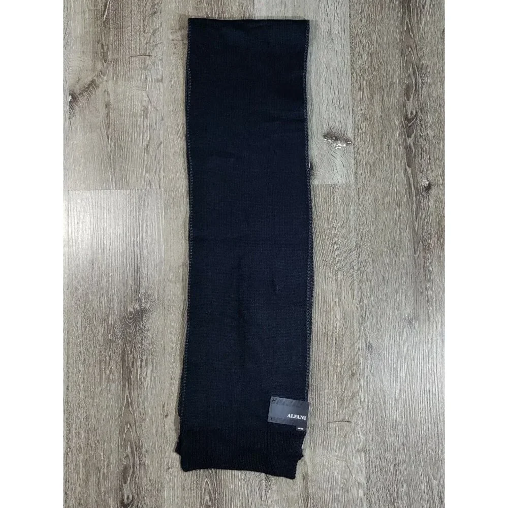 Alfani Mens Reversible Scarf Black